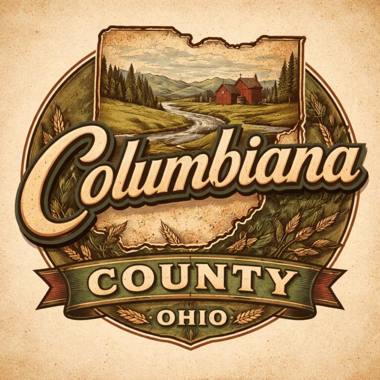 Columbiana County Ohio vintage illustrated badge