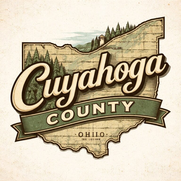 Cuyahoga County Ohio vintage illustrated badge