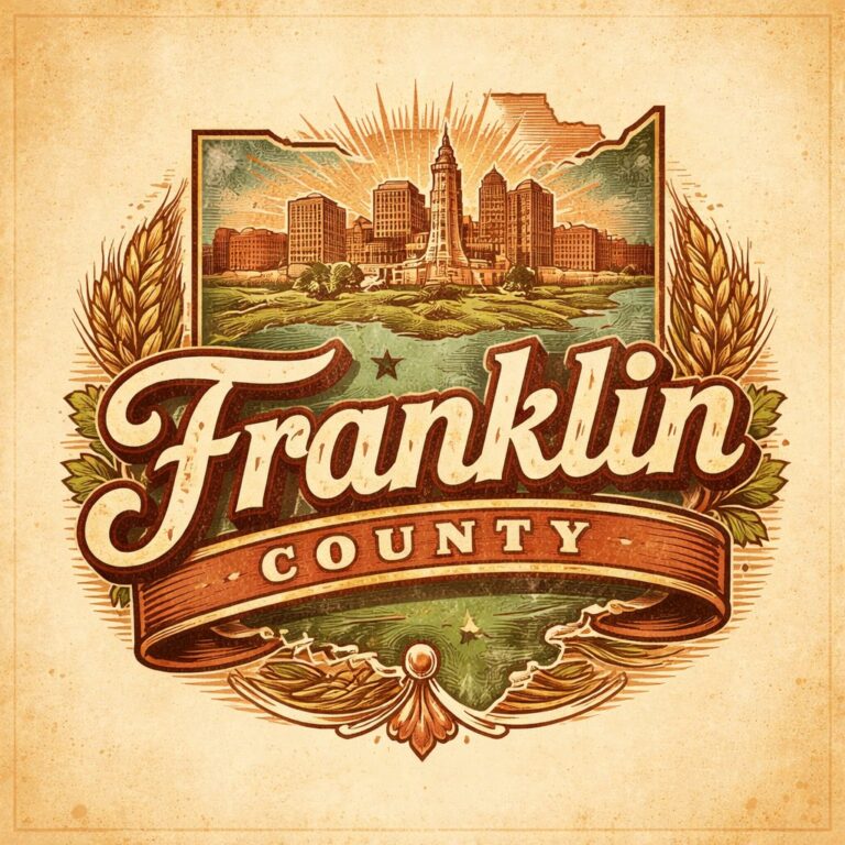 Franklin County Ohio vintage illustrated badge