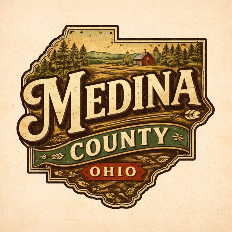 Medina County Ohio vintage illustrated badge