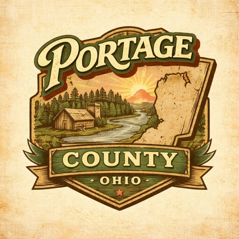 Portage County Ohio vintage illustrated badge