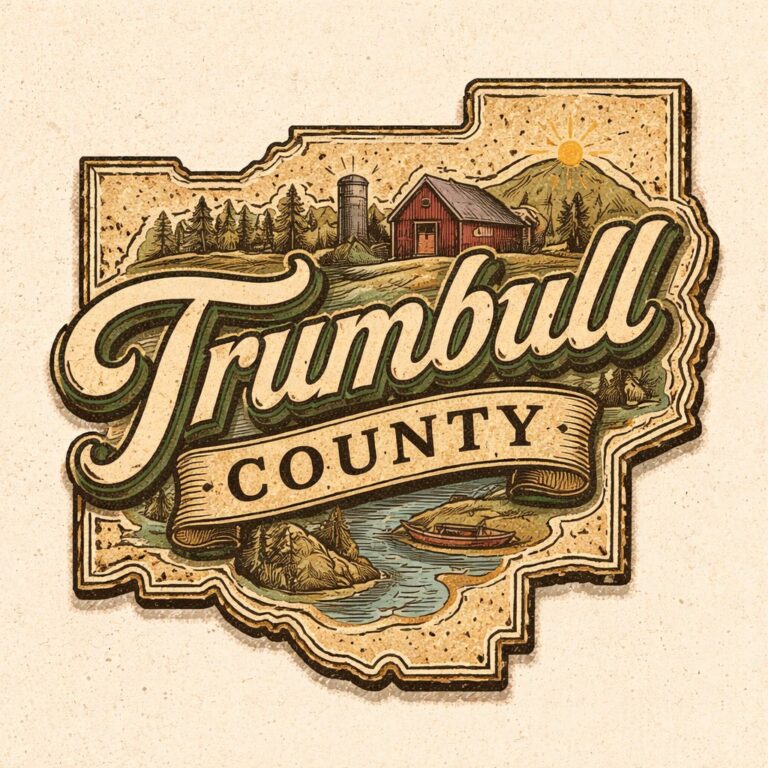 Trumbull County Ohio vintage illustrated badge